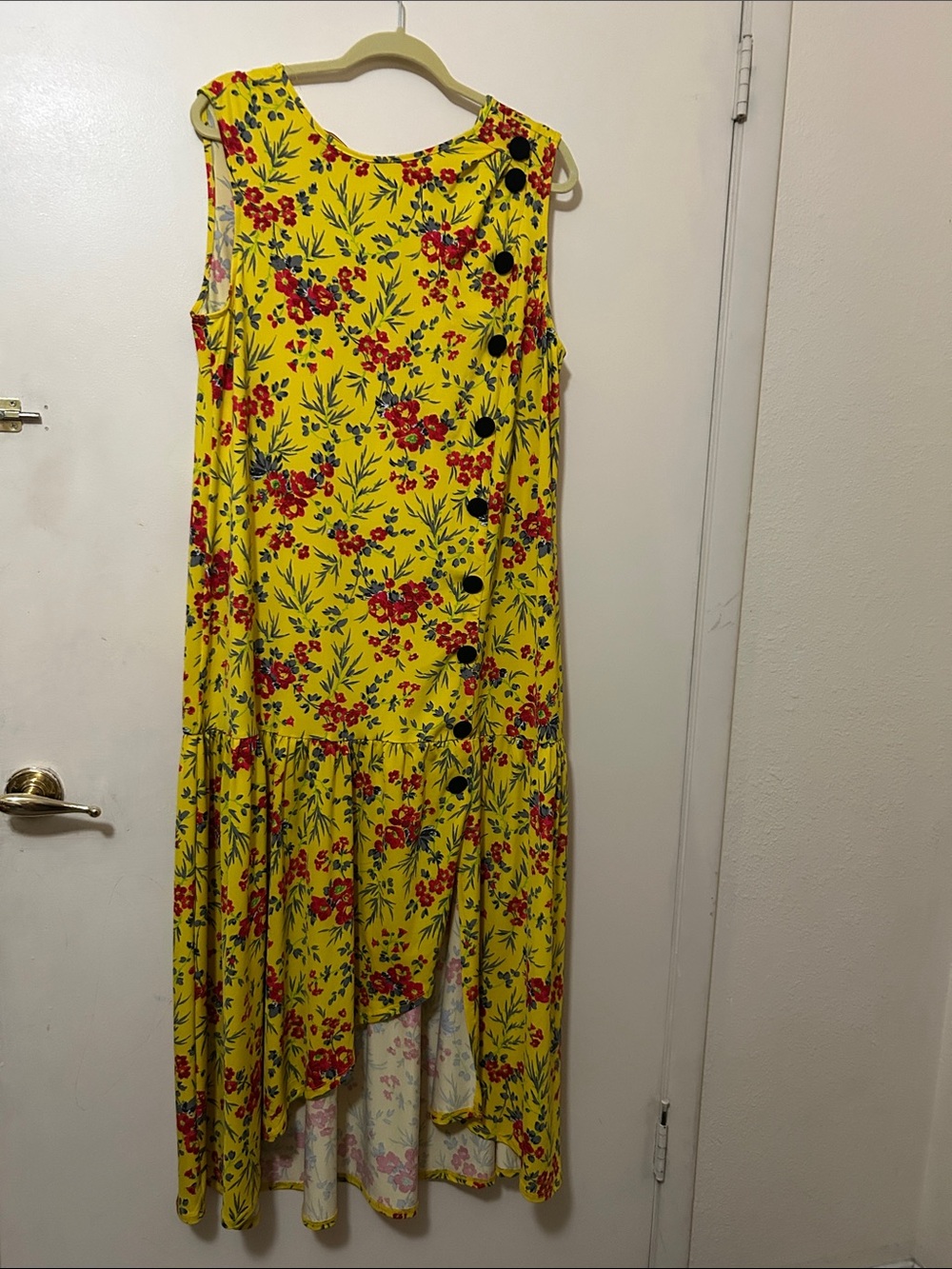 ASOS Yellow Floral High-Low Button Dress